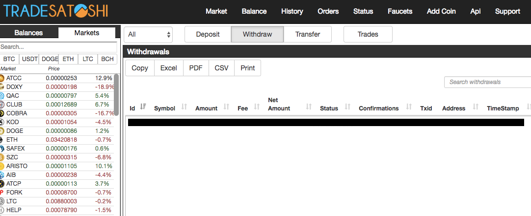 TRADESATOSHI の取引履歴のダウンロード方法